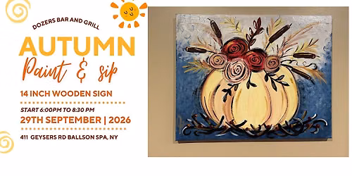 Pumpkin Door Sign - Paint n Sip 14 Inch Wooden
