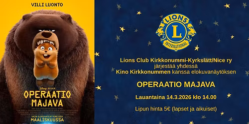 Lapsiperheet elokuviin edullisesti - Kirkkonummella esityksess\u00e4 hittielokuva Operaatio Majava