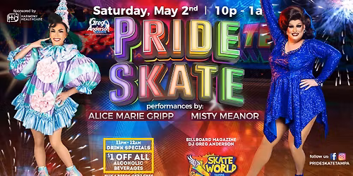 Pride Skate Tampa!  Saturday, May 2, 2026!!
