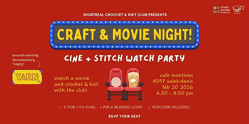 Craft & Movie Night: YARN Documentary Screening at Caf\u00e9 Montiran