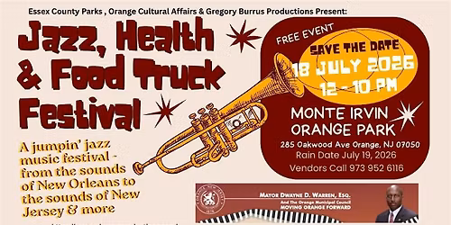 5th Annual 2026 Jazz, Health & Food Truck Festival \u2013 Free Outdoor Orange NJ
