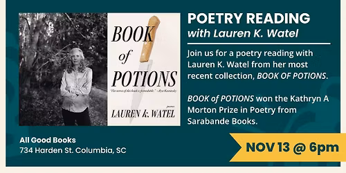 Poetry Reading with Lauren K. Watel: "BOOK OF POTIONS"
