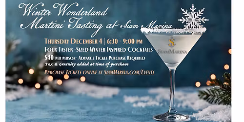 Winter Wonderland Martini Tasting THURS Dec 4 | 6:30 pm | 4 Taster Cocktails for $40 per person