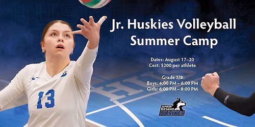 Junior Huskies Volleyball Camp | Grades 7-8 | August 17-20