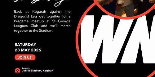 RD12 v St George Dragons @ Kogarah + Pre-Game meetup at St George Leagues Club