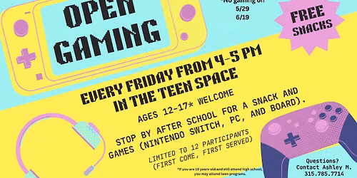 Ages 12-17 Open Gaming