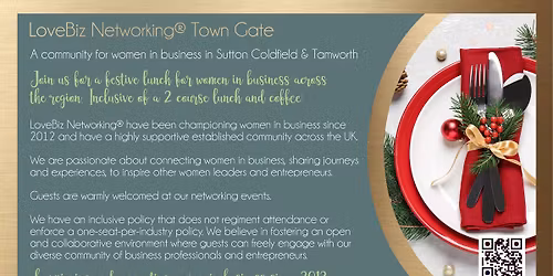 Town Gate LoveBiz Networking Festive Lunch at Hoar Cross for Women in Business