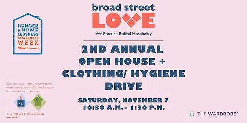 Broad Street Love Open House + Clothing \/ Hygiene Drive