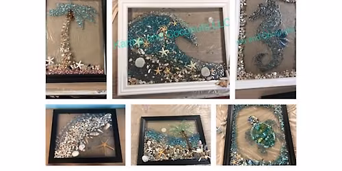 Shells, Smashed Glass & Resin Art - $50