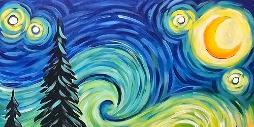 Paint and Sip: Starry Night Lake View