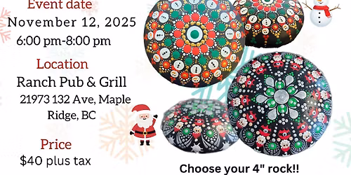 Midland-Holiday Dot-Painting Workshop: Snowman or Santa 4" Rock