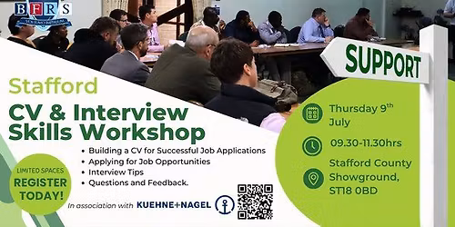 Stafford FREE CV & Interview Skills Workshop with Kuehne + Nagel on Thursday, 9 July 2026