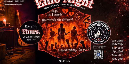 Emo Night @ The Honky Tonk at Oak + Iron