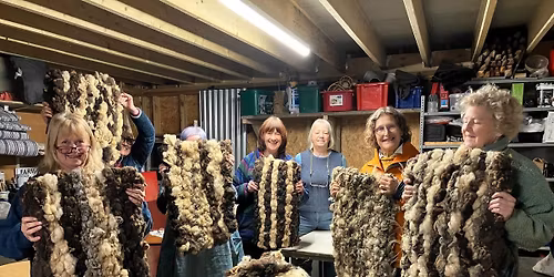 Peg Loom woven sheep fleece rug workshop