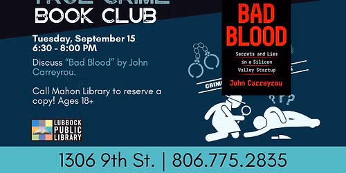 True Crime Book Club at Mahon Library
