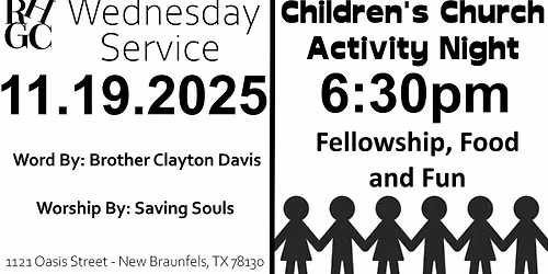 Wednesday Service and Children's Church Activity Night