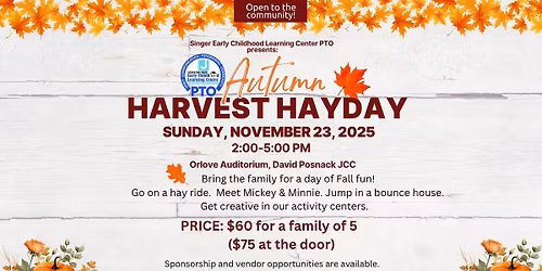 Harvest Hayday - A Singer Preschool Fall Festival!
