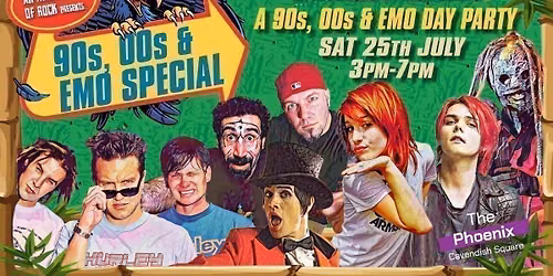 LONDON An Afternoon of Rock - 90s, 00s &amp; Emo Special: 3pm-7pm, Sat 25th July