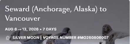 Seward (Anchorage) Alaska to Vancover ON SILVER MOON