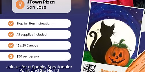 "Cat and the Pumpkin" Paint and Sip at JTown Pizza San Jose