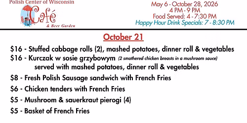 October 21 Wednesday Night Caf\u00e9