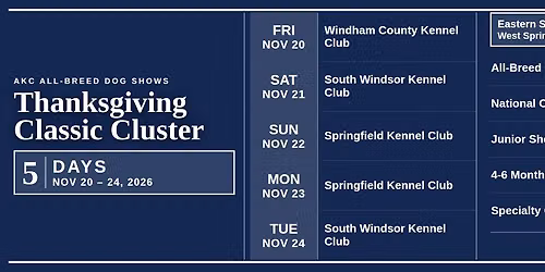 2026 Thanksgiving Classic Cluster Dog Shows
