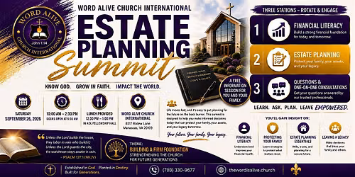 Word Alive Church Estate Planning Summit hosted by Charlotte Legacy Group
