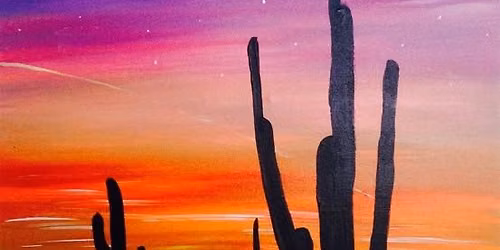 Paint Night Out: \u201cTwilight Cactus\u201d with Mickey and Laura