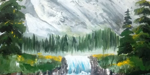 Paint and Wine Sunday in Auckland - Bob Ross' Snowy Mountains