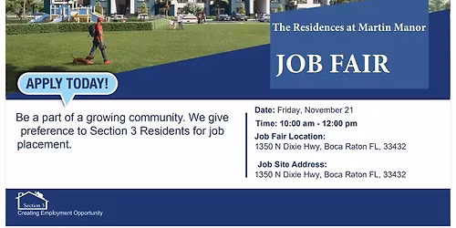 \ud83c\udf1f JOB FAIR \u2013 The Residences at Martin Manor! \ud83c\udf1f