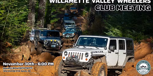 Willamette Valley Wheelers November Club Meeting (last public meeting of 2025)
