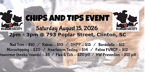 LCHS Chips & Tips August 15, 2026