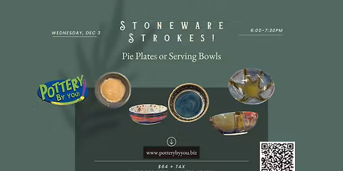 Stoneware Strokes! Pie Plates or Serving Bowls at Pottery By You!