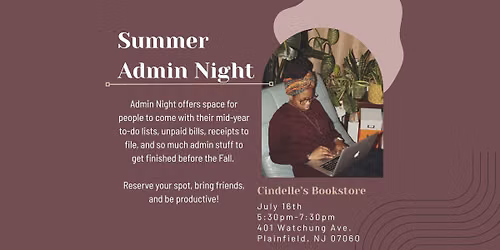 Cindelle's Bookstore: Summer Admin Night!