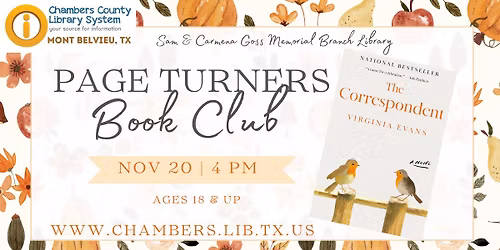 Mont Belvieu: Page Turners Book Club - Adult Event