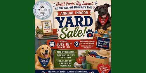 Clifford's Army Rescue Annual Indoor Yard Sale