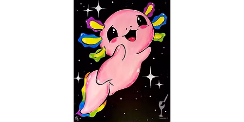 Rainbow Axolotl Glow - Paint and Sip in Houston | Classpop!\u2122