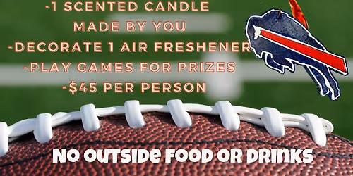 Buffalo Bills Themed Candle and Air Freshener Workshop at Woodcock Brothers