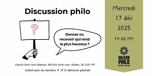 Atelier philo : Est-ce que l'on est plus heureux lorsque l'on donne ou lorsque l'on re\u00e7oit ?