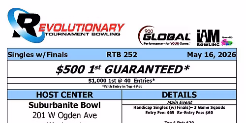 RTB 252 - ! Day Singles w\/Finals - $1,000
