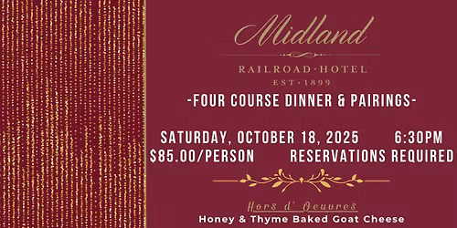 The Midland Table: Fall Four Course Dinner & Pairings