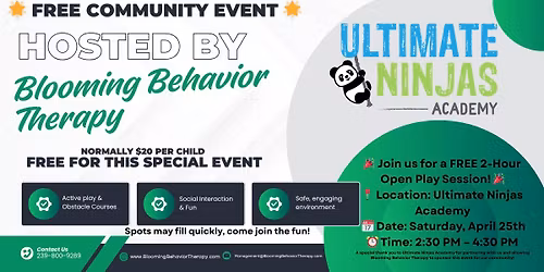 \ud83c\udf1f FREE COMMUNITY EVENT \ud83c\udf1f Hosted by Blooming Behavior Therapy