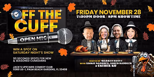 Off The Cuff - Comedy Reality Event With Panelist Esther Ku & Jared Sandler