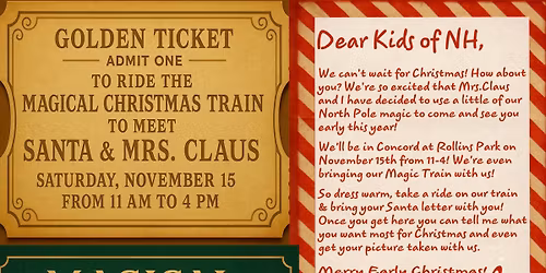 Santa & Mrs Claus are coming to Concord with their Magic Train and Village!