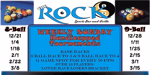 Weekly Sunday Handicapped Pool Tournament