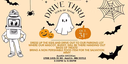 Austin Utilities Drive-Thru Trick-or-Treat with Buddy\ud83c\udf83