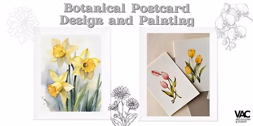Botanical Postcard Design & Painting with Watercolour Illustration