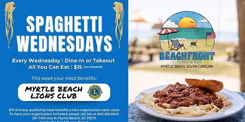 Spaghetti Wednesday f\/ Myrtle Beach Lions Club