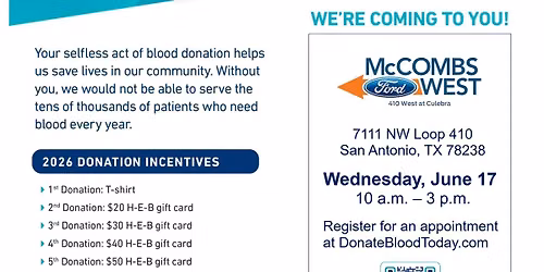 BLOOD DRIVE- UNIVERSITY HEALTH-MCCOMBS FORD WEST