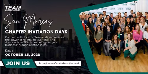 Invitation Day San Marcos Networking: Gain Business with Referrals